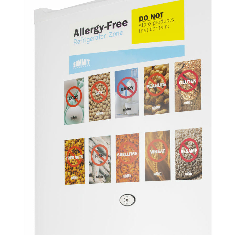 Summit 19" Wide Allergy-Free All-Refrigerator 1.7 Cubic Feet cu. ft. Freestanding Mini Fridge - AZAR2W