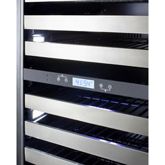 Summit 24" Wide Triple Zone Wine Cellar with 149 Bottle Capacity, Right Hinge, Glass Door, With Lock, 12 Extension Wine Racks, Digital Control, LED Light, Compressor Cooling, ETL Approved, Digital Thermostat, Factory Installed Lock, CFC Free - SWCP1988T