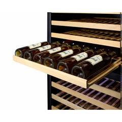 Summit 24" Wide Dual Zone Wine Cellar with 162 Bottle Capacity, Right Hinge, Glass Door, With Lock, 13 Extension Wine Racks, Digital Control, LED Light, Compressor Cooling, Digital Thermostat, High/Low Temperature Alarm - SWC1966B