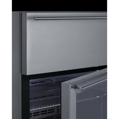 Summit 24" Wide Built-In Commercial Beverage Refrigerator With 4.76 cu. ft. Capacity, Top Drawer, Cantilevered Chrome Shelves, Double-Pane Tempered Glass Door - SCR615TD