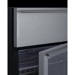Summit 24" Wide Built-In Commercial Beverage Refrigerator With 4.76 cu. ft. Capacity, Top Drawer, Cantilevered Chrome Shelves, Double-Pane Tempered Glass Door - SCR615TD