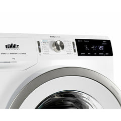 Summit 24" Wide 208-240V Washer with 2.3 Cu. Ft. Capacity, Slim-Fitting Design, Stainless Steel Tub, 14 Wash Settings, Delay Start, Standby Mode - SLW241W