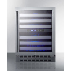 Summit 24" Wide Built-In Wine Cellar with 46 Bottle Capacity, Right Hinge, Glass Door, With Lock, 6 Extension Wine Racks, Digital Control, LED Light, Compressor Cooling, ETL Approved, CFC Free, Automatic Defrost - SWC532BLBIST