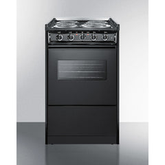 Summit 20" Wide Electric Coil Range with 4 Elements, 2.46 cu. ft. Total Oven Capacity, Storage Drawer, ADA Compliant, Storage Drawer - TEM110