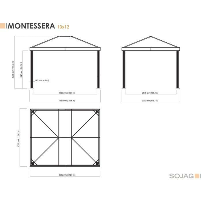 Sojag Monteserra Gazebo 10x12 ft. - 500-9166842