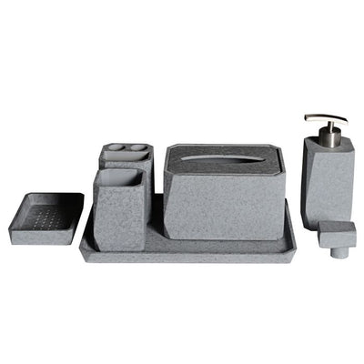 ALFI  7 Piece Solid Concrete Gray Matte Bathroom Accessory Set - ABCO1023