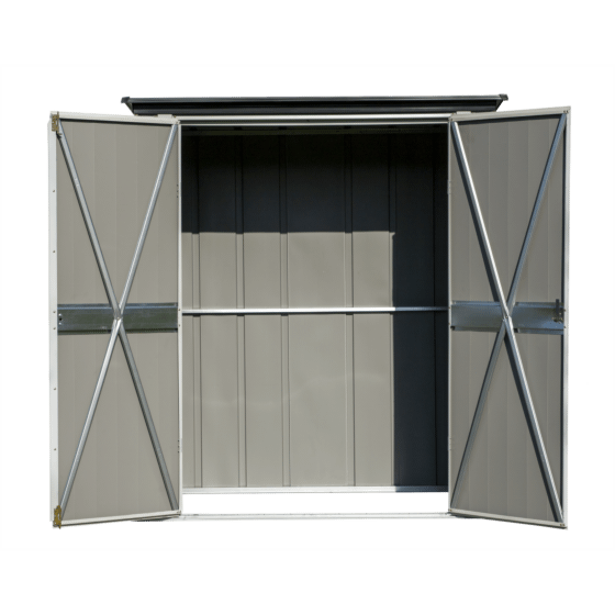 Arrow Spacemaker Patio Steel Storage Shed, 5 ft. x 3 ft. Flute Gray and Anthracite - PS53