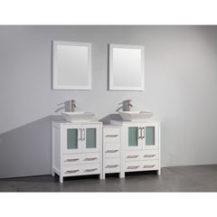 Vanity Art 60" Double Sink Vanity – White Ceramic Vanity Top with Single Basin Vanity Top in White Ceramic - VA3124-60