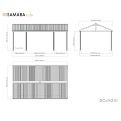 Sojag Samara Carport, 12 ft x 20 ft Dark Grey - 500-9165838