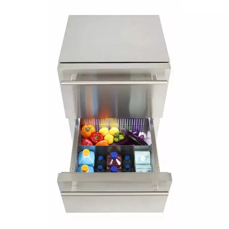 Sapphire 24" Refrigerator Drawers with 4.6 cu. ft. Capacity, Auto Defrost, Star-K Certified, Sapphire Blue Interior, Full Wrapped Stainless Steel Exterior, Capacitive Touch Electronic Control, Full LED Theater Lighting - SRD24 - The Home Selection
