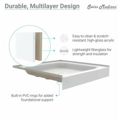 Swiss Madison Voltaire 48" X 36" Right-Hand Drain, Shower Base - SM-SB509