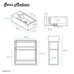 Swiss Madison Pierre 19.5 Single, Metal Frame, Open Shelf, Bathroom Vanity - SM-BV551