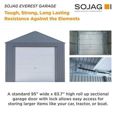 Sojag Everest Steel Garage, Wind and Snow Rated Storage Building Kit,, 12 ft. x 30 ft. Charcoal- GRC1230