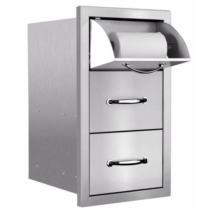 Summerset 17" Vertical 2-Drawer & Paper Towel Holder Combo w/ Masonry Frame Return - SSTDC-17M - The Home Selection