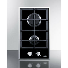 Summit 12" 2-Burner Gas-on-glass Cooktop with Sealed Burners - GC2BGL - The Home Selection