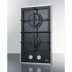 Summit 12" 2-Burner Gas-on-glass Cooktop with Sealed Burners - GC2BGL - The Home Selection