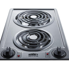 Summit 12" Wide 115V 2-Burner Coil Cooktop - CCE213SS - The Home Selection