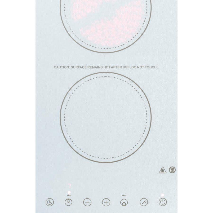 Summit 12" Wide 115V 2-Burner Radiant Cooktop with 2 Elements, Hot Surface Indicator, ADA Compliant, ETL Safety Listed, Schott Ceran Glass, Residual Heat Indicator Light, Digital Touch Controls - CR2B15T - The Home Selection