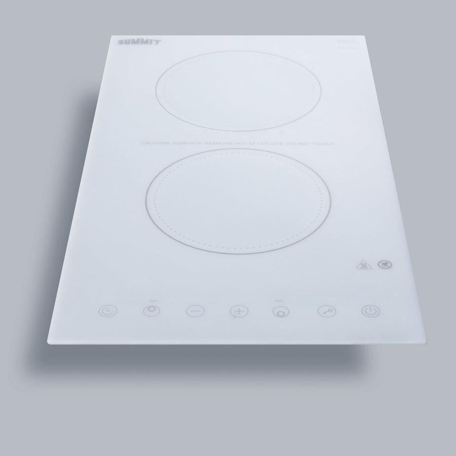 Summit 12" Wide 115V 2-Burner Radiant Cooktop with 2 Elements, Hot Surface Indicator, ADA Compliant, ETL Safety Listed, Schott Ceran Glass, Residual Heat Indicator Light, Digital Touch Controls - CR2B15T - The Home Selection