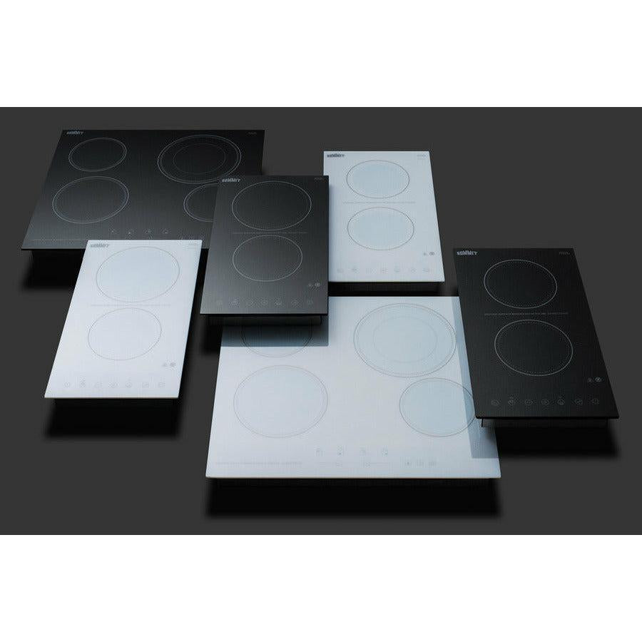 Summit 12" Wide 115V 2-Burner Radiant Cooktop with 2 Elements, Hot Surface Indicator, ADA Compliant, ETL Safety Listed, Schott Ceran Glass, Residual Heat Indicator Light, Digital Touch Controls - CR2B15T - The Home Selection