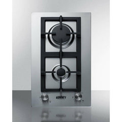 Summit 12" Wide 2-Burner Gas Cooktop in Stainless Steel - GCJ2SS - The Home Selection