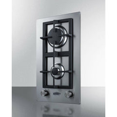 Summit 12" Wide 2-Burner Gas Cooktop in Stainless Steel - GCJ2SS - The Home Selection