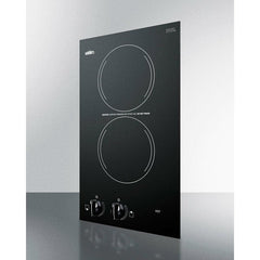 Summit 12" Wide 2-Burner Radiant Cooktop with 2 Elements, ADA Compliant, Glass Ceramic Surface, Push-to-Turn Knobs, Residual Heat Indicator Light - CR2220 - The Home Selection