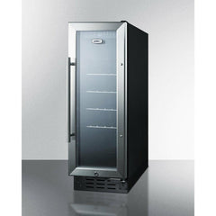Summit 12" Wide Beverage Center with Glass Door, Factory Installed Lock, Adjustable Chrome Shelving, Digital Thermostat and Display - SCR1225B - The Home Selection