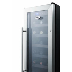 Summit 12" Wide Built-In Wine Cellar with 21 Bottle Capacity, Right Hinge, Glass Door, With Lock, 6 Extension Wine Racks, Digital Control, LED Light, Compressor Cooling, ETL Approved - SWC1224B - The Home Selection