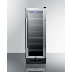 Summit 12" Wide Built-In Wine Cellar with 21 Bottle Capacity, Right Hinge, Glass Door, With Lock, 6 Extension Wine Racks, Digital Control, LED Light, Compressor Cooling, ETL Approved - SWC1224B - The Home Selection