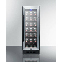 Summit 12" Wide Built-In Wine Cellar with 21 Bottle Capacity, Right Hinge, Glass Door, With Lock, 6 Extension Wine Racks, Digital Control, LED Light, Compressor Cooling, ETL Approved - SWC1224B - The Home Selection