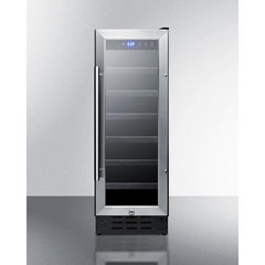 Summit 12" Wide Built-In Wine Cellar with 21 Bottle Capacity, Right Hinge, Glass Door, With Lock, 6 Extension Wine Racks, Digital Control, LED Light, Compressor Cooling, ETL Approved - SWC1224B - The Home Selection
