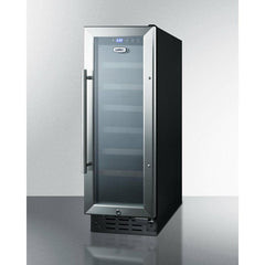 Summit 12" Wide Built-In Wine Cellar with 21 Bottle Capacity, Right Hinge, Glass Door, With Lock, 6 Extension Wine Racks, Digital Control, LED Light, Compressor Cooling, ETL Approved - SWC1224B - The Home Selection