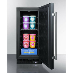 Summit 15" Built-In All-Freezer with 2.45 cu. ft. Capacity, Factory-Installed Lock, Adjustable Chrome Shelves, Frost-Free, Fingerprint Resistant, Digital Display - SCFF1533B - The Home Selection