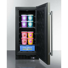 Summit 15" Built-In All-Freezer with 2.45 cu. ft. Capacity, Factory-Installed Lock, Adjustable Chrome Shelves, Frost-Free, Fingerprint Resistant, Digital Display - SCFF1533B - The Home Selection