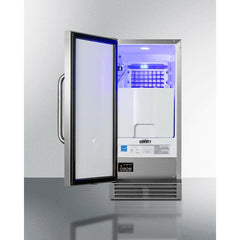 Summit 15" Clear Ice Maker with up to 50 lb Daily Production, 25 lb Storage Capacity, Energy Star, Automatic Defrost, Built In Pump, Insulated Storage Bin, in Stainless Steel - BIM44GCSS - The Home Selection