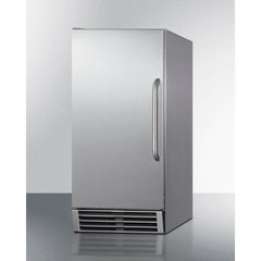 Summit 15" Clear Ice Maker with up to 50 lb Daily Production, 25 lb Storage Capacity, Energy Star, Automatic Defrost, Built In Pump, Insulated Storage Bin, in Stainless Steel - BIM44GCSS - The Home Selection