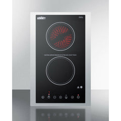 Summit 15" Wide 115V 2-Burner Radiant Cooktop with 2 Elements, Hot Surface Indicator, ADA Compliant, Schott Ceran Glass, Digital Touch Controls - CR2B15T - The Home Selection