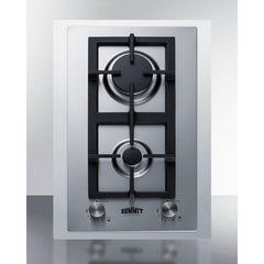 Summit 15" Wide 2-Burner Gas Cooktop In Stainless Steel - GCJ2SSTK15 - The Home Selection