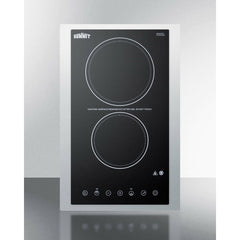 Summit 15" Wide 230V 2-Burner Radiant Cooktop with 2 Elements, Hot Surface Indicator, ADA Compliant, Schott Ceran Glass, Digital Touch Controls - CR2B23T - The Home Selection