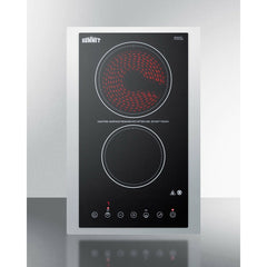 Summit 15" Wide 230V 2-Burner Radiant Cooktop with 2 Elements, Hot Surface Indicator, ADA Compliant, Schott Ceran Glass, Digital Touch Controls - CR2B23T - The Home Selection