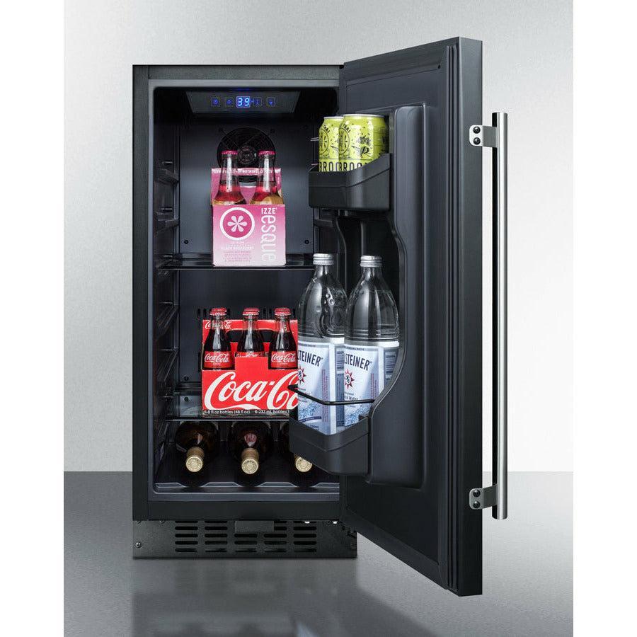 Summit 15" Wide Built-In All-Refrigerator with 3 cu. ft. Capacity, 3 Glass Shelves, Right Hinge with Reversible Doors, with Door Lock, Frost Free Defrost LED Lighting, Digital Thermostat, CFC Free - FF1532B - The Home Selection