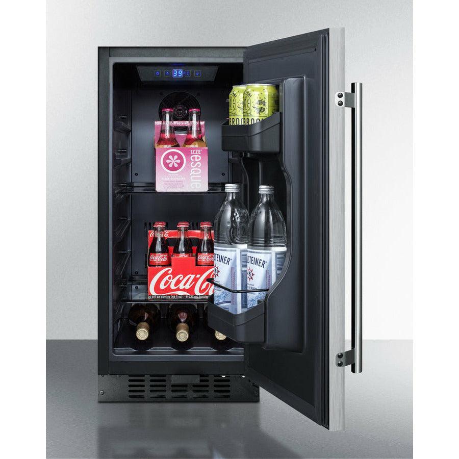 Summit 15" Wide Built-In All-Refrigerator with 3 cu. ft. Capacity, 3 Glass Shelves, Right Hinge with Reversible Doors, with Door Lock, Frost Free Defrost LED Lighting, Digital Thermostat, CFC Free - FF1532B - The Home Selection