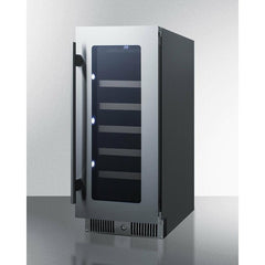 Summit 15" Wide Built-In Wine Cellar with 29 Bottle Capacity, Glass Door, With Lock, 5 Extension Wine Racks, Digital Control - CL155WC - The Home Selection