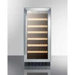 Summit 15" Wide Built-In Wine Cellar with 33 Bottle Capacity, Right Hinge, Glass Door, With Lock, 6 Extension Wine Racks, Digital Control, LED Light, Compressor Cooling, ETL Approved, Digital Thermostat - SWC1535B - The Home Selection