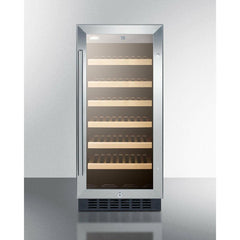 Summit 15" Wide Built-In Wine Cellar with 33 Bottle Capacity, Right Hinge, Glass Door, With Lock, 6 Extension Wine Racks, Digital Control, LED Light, Compressor Cooling, ETL Approved, Digital Thermostat - SWC1535B - The Home Selection