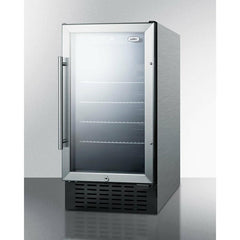 Summit 18" Wide Built-In Beverage Center (Panel Not Included) with 2.7 Cu. Ft. Capacity, Adjustable Chrome Shelves, Tempered Glass Door, LED Lighting, Digital Thermostat - SCR1841B - The Home Selection