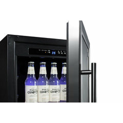 Summit 18" Wide Built-In Beverage Center (Panel Not Included) with 2.7 Cu. Ft. Capacity, Adjustable Chrome Shelves, Tempered Glass Door, LED Lighting, Digital Thermostat - SCR1841B - The Home Selection