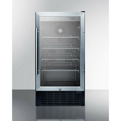 Summit 18" Wide Built-In Beverage Center (Panel Not Included) with 2.7 Cu. Ft. Capacity, Adjustable Chrome Shelves, Tempered Glass Door, LED Lighting, Digital Thermostat - SCR1841B - The Home Selection