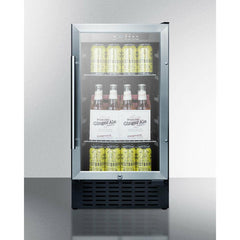 Summit 18" Wide Built-In Beverage Center (Panel Not Included) with 2.7 Cu. Ft. Capacity, Adjustable Chrome Shelves, Tempered Glass Door, LED Lighting, Digital Thermostat - SCR1841B - The Home Selection
